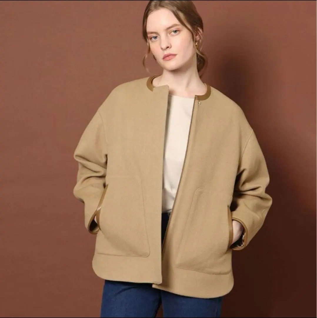 Thumbnail of DRESSTERIOR ★ Leather Piping Blouson Short Coat ★ Beige