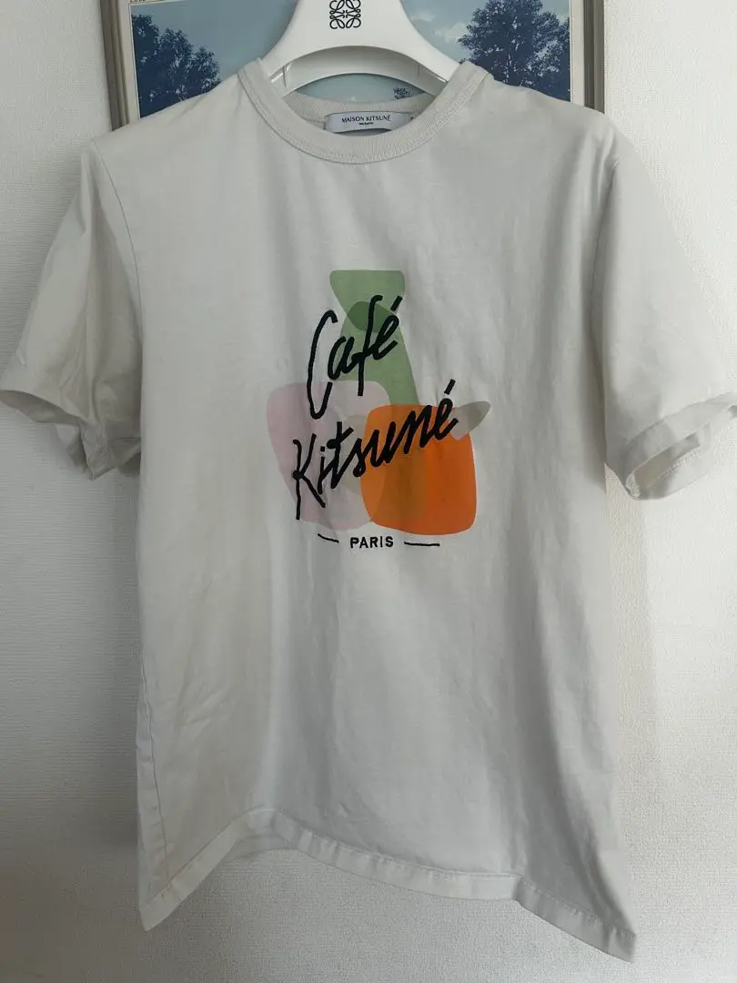 カフェ キツネ グラフィックTシャツ アイボリー カフェ キツネ フォックス リラックス Tシャツ | Maison Kitsuné