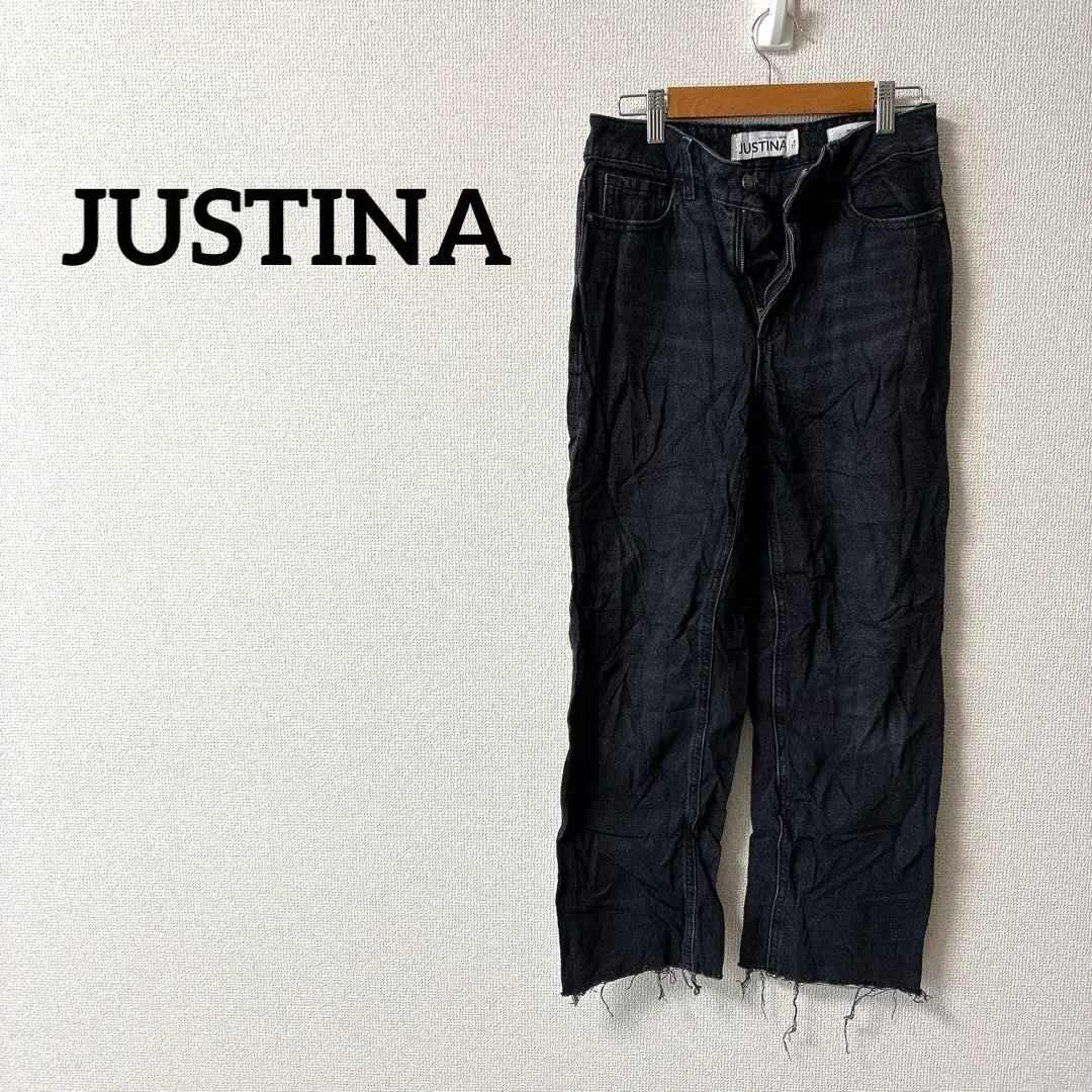 獨一無二✨JUSTINA 黑色 深色牛仔 直筒褲 女款 的縮圖