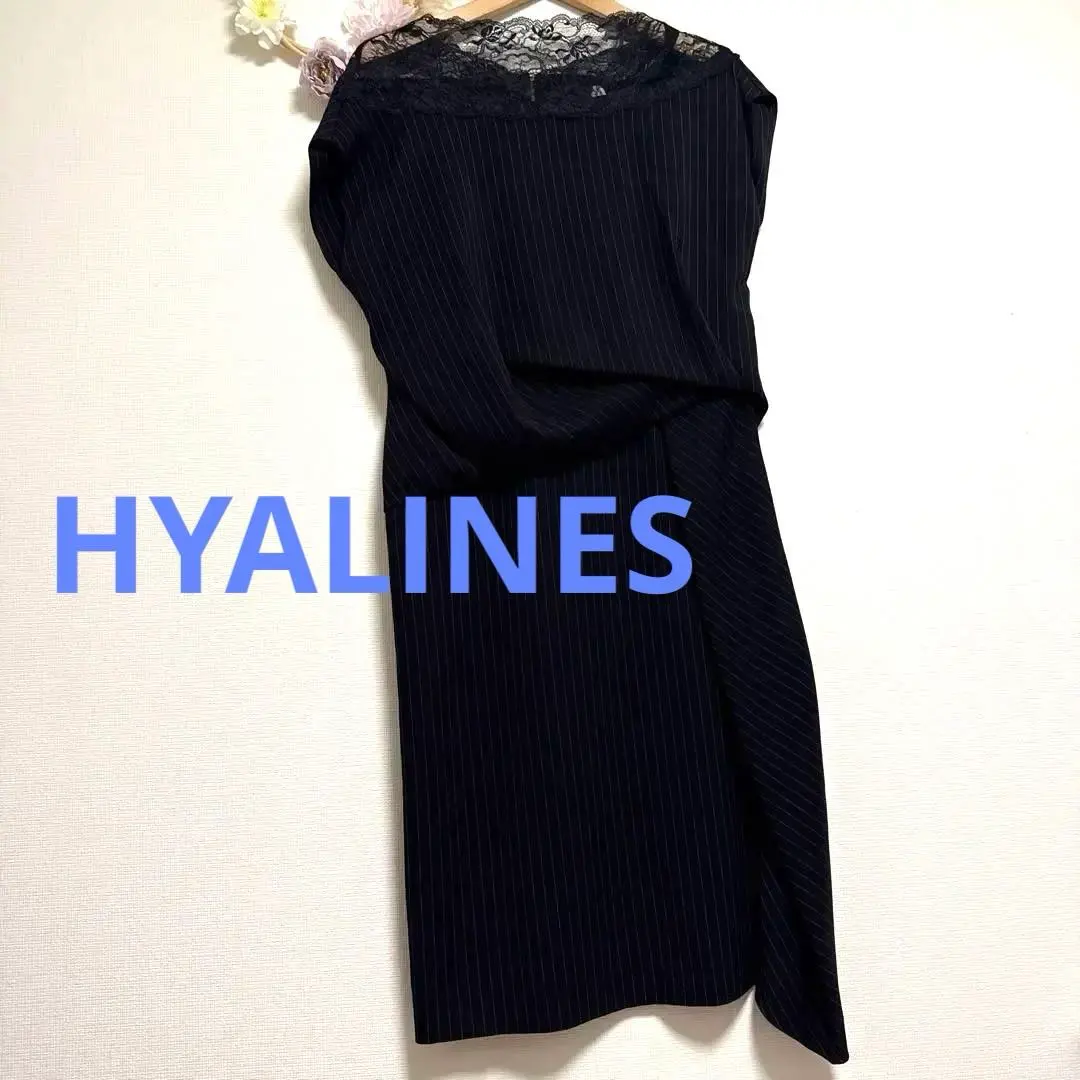HYALINES 條紋蕾絲洋裝 黑色 36 典雅正式 的縮圖
