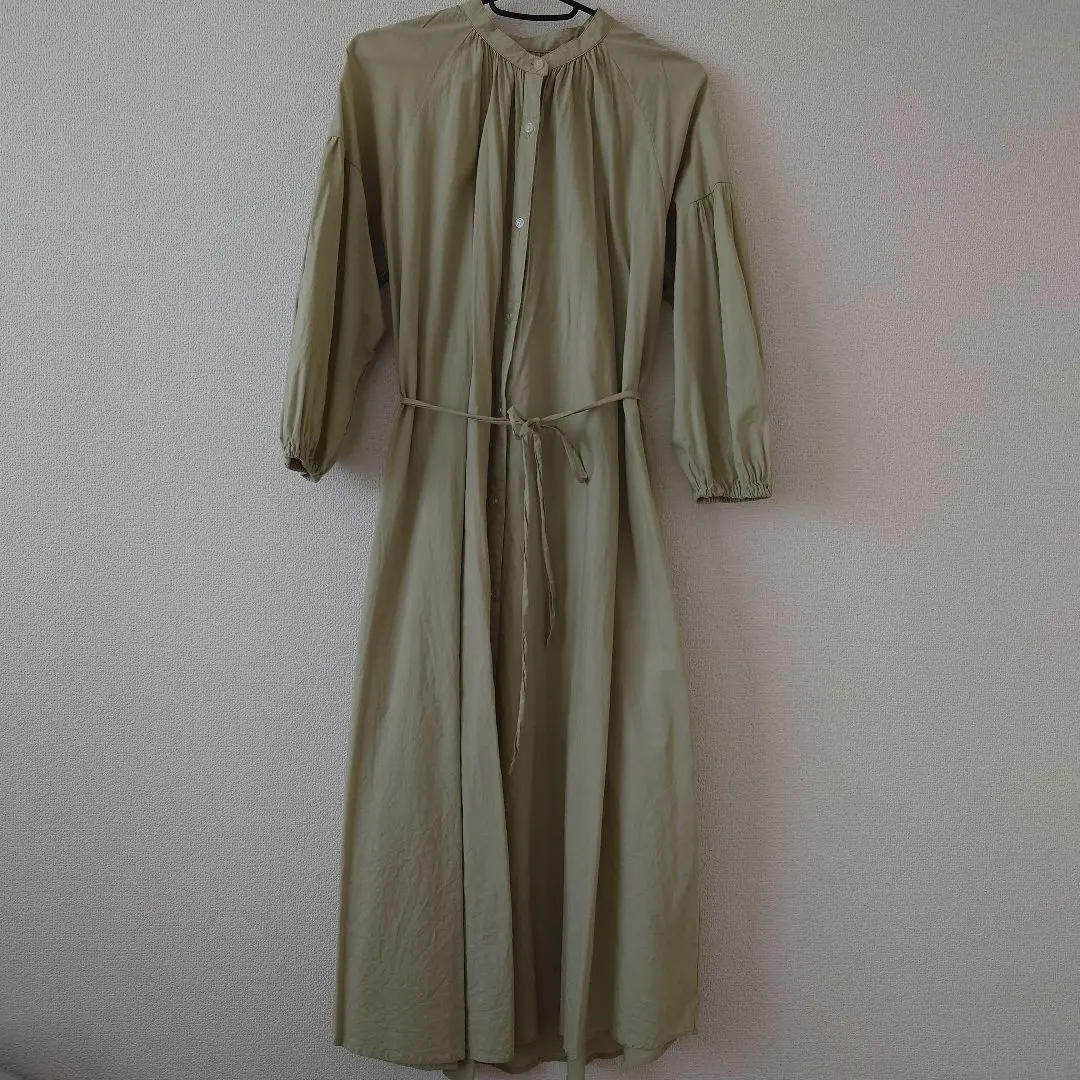 Thumbnail of GU Olive Green Shirt Dress, Long Sleeve, with Belt