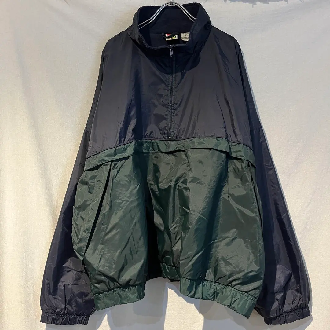 Thumbnail of 90s USA Vintage Nylon Half-Zip Jacket Navy/Green XXL