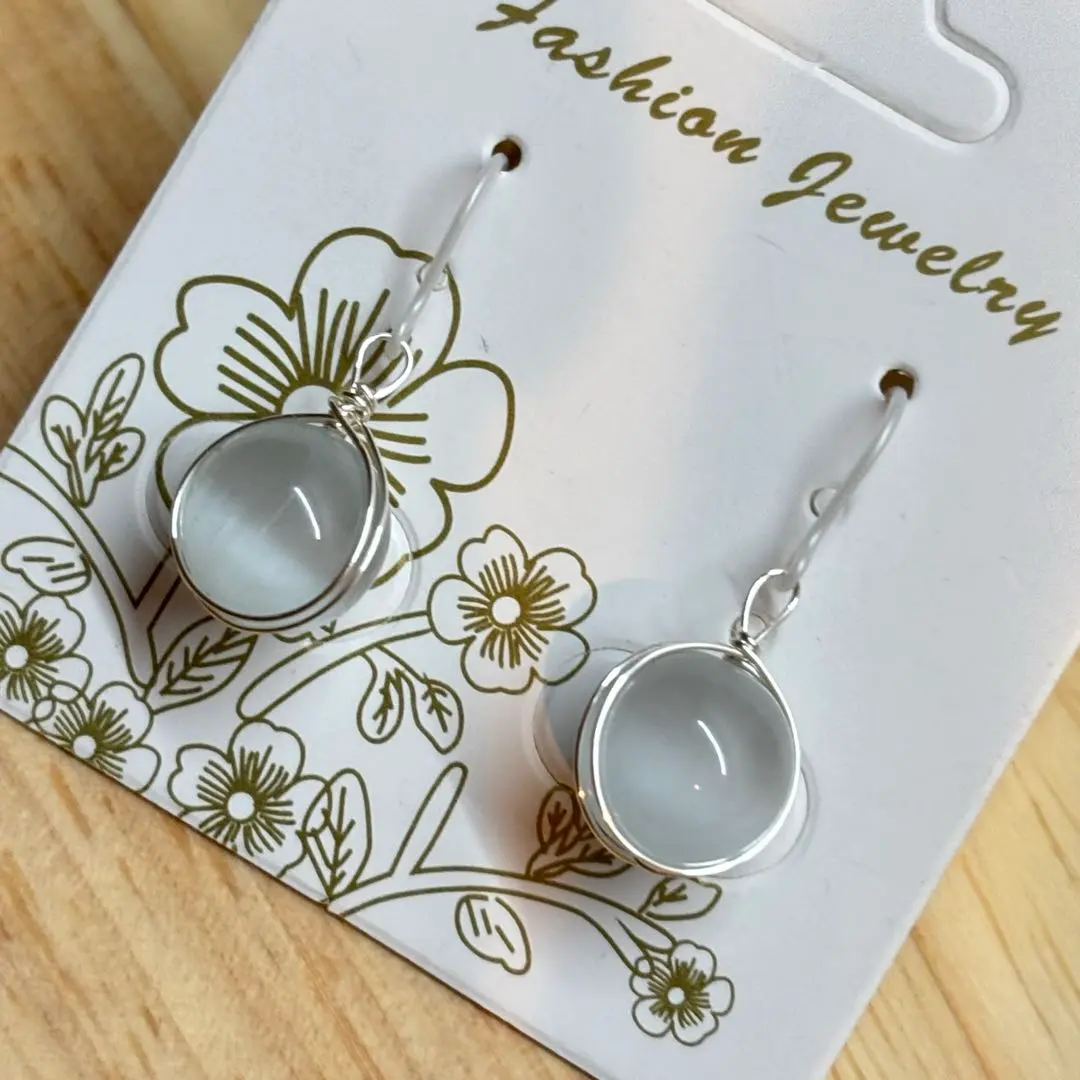 Thumbnail of Natural stone cat's eye resin hook earrings