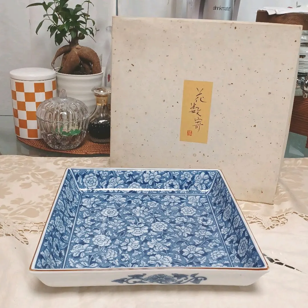 Thumbnail of Aizome Karakusa Square Serving Plate ☆New☆