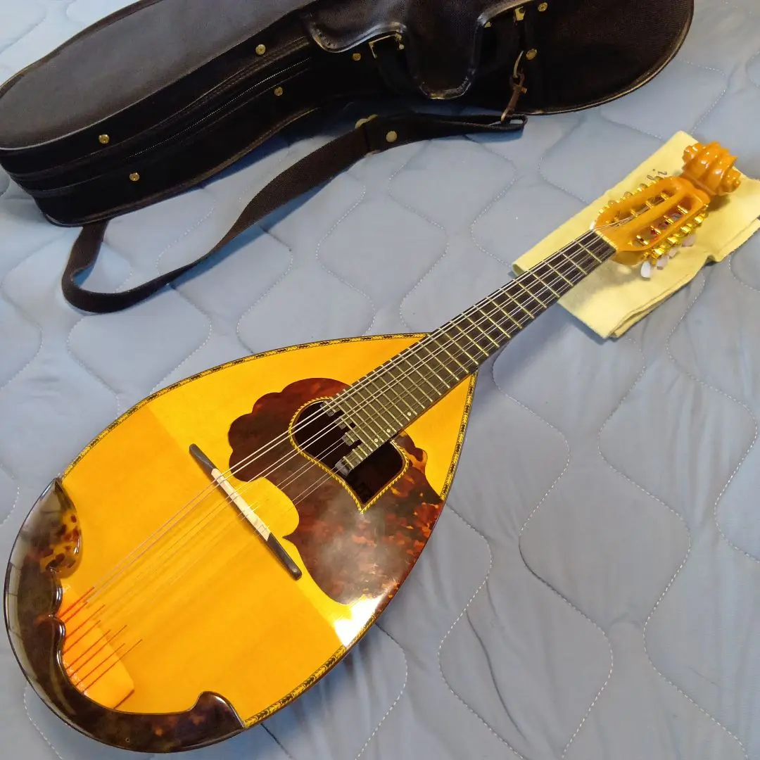 Thumbnail of Mandolin, 8-string, orange color, with case