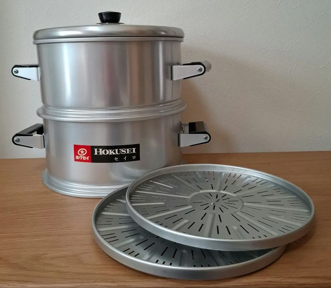 ホクセイアルミ　蒸し器　2段　角形26cm ニューセレット アルミ2段蒸し器28cm H-2418