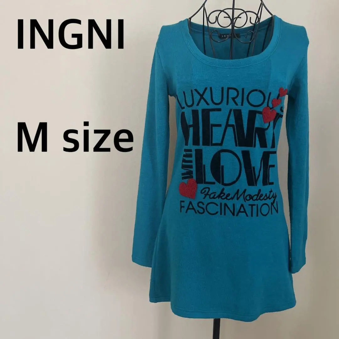 Thumbnail of INGNI - Women's Long Sleeve Tunic / Long T-shirt / Logo / Print / Green