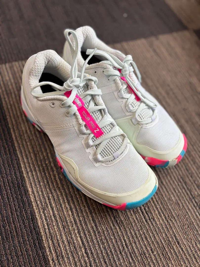 Thumbnail of Tennis shoes: white/pink/blue