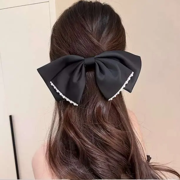 Thumbnail of Hair accessories ribbon pearl barrette formal occasions black