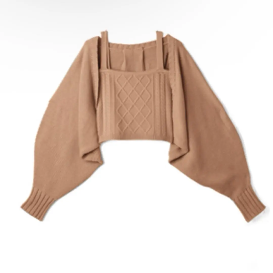 Thumbnail of Volume Sleeve Cardigan X Cable Knit Camisole Knit Ensemble