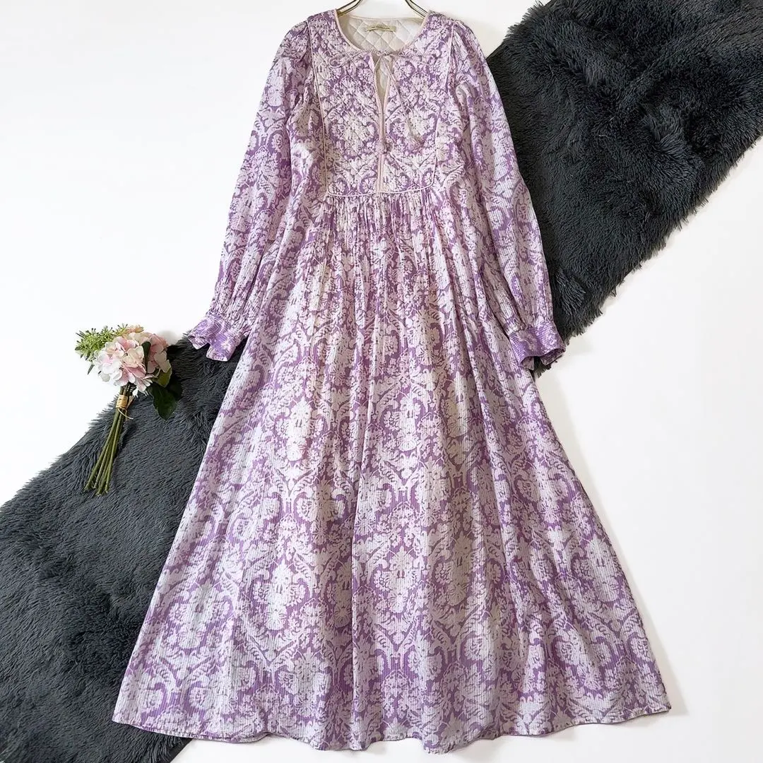 極美品ꕥヌキテパ 經典人氣 棉質提花民族風印花長裙 的縮圖