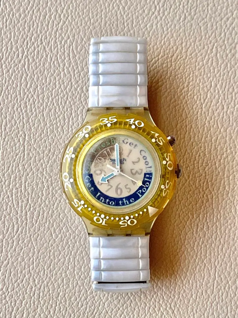 スウォッチ　レトログラード　希少　クォーツ　稼働　ホワイト ジェント swatch スウォッチ 腕時計 メンズ レディース クリア