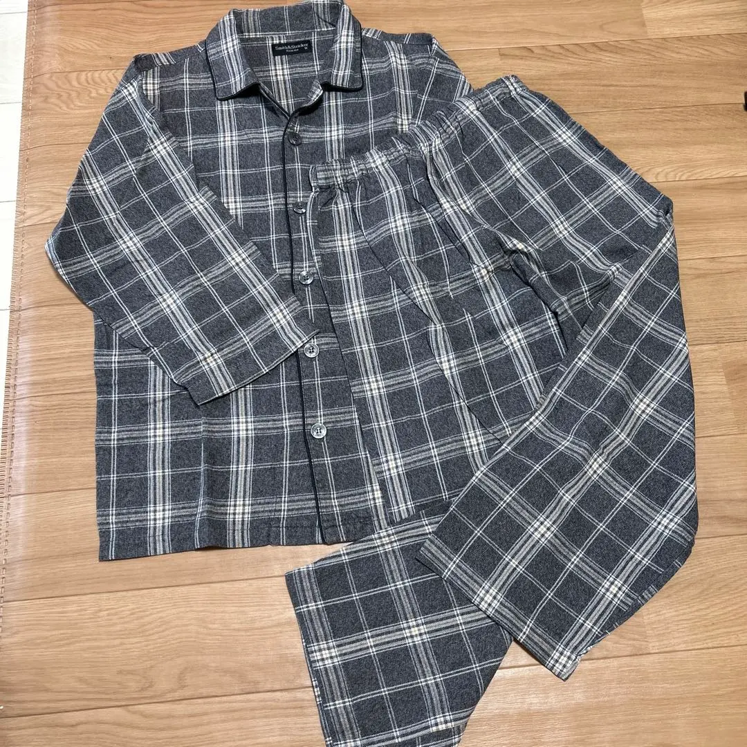 灰色系格紋 男士睡衣 長袖M 的縮圖