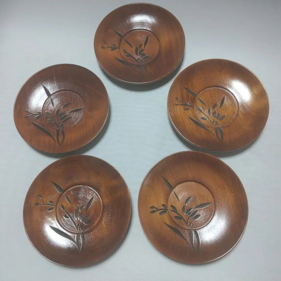 Thumbnail of Wooden Teacups (Saucers) - Set of 5, Floral Pattern