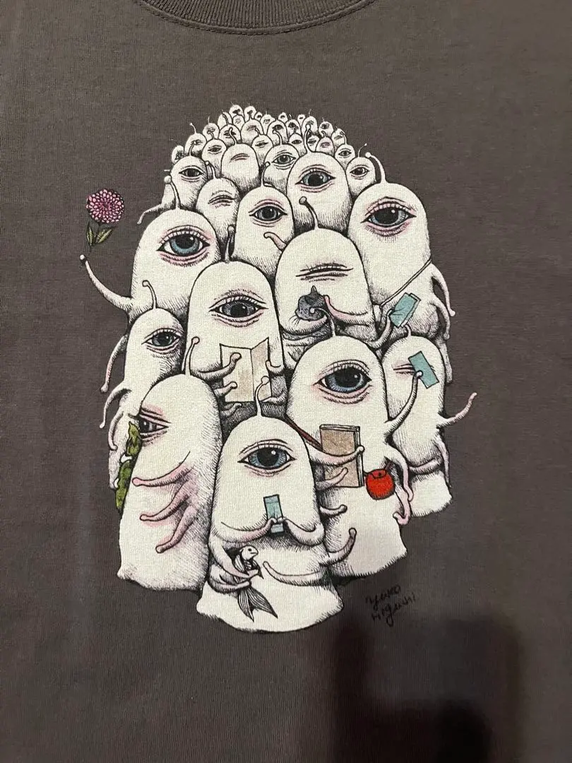 激レア　ヒグチユウコ Tシャツ 植物展 ギュスターヴくん＆ひとつめちゃん Amazon.co.jp: ヒグチユウコ 植物展 ギュスターヴくん 黒 T