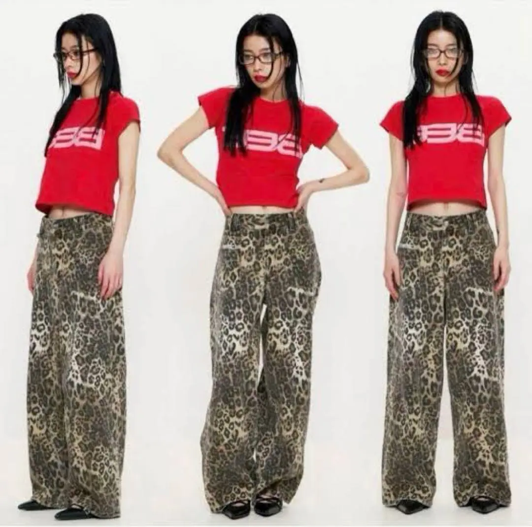 BEEDEN LEOPARD PRINT WIDE STRAIGHT レオパード beeden LEOPARD PRINT WIDE STRAIGHT PANTS