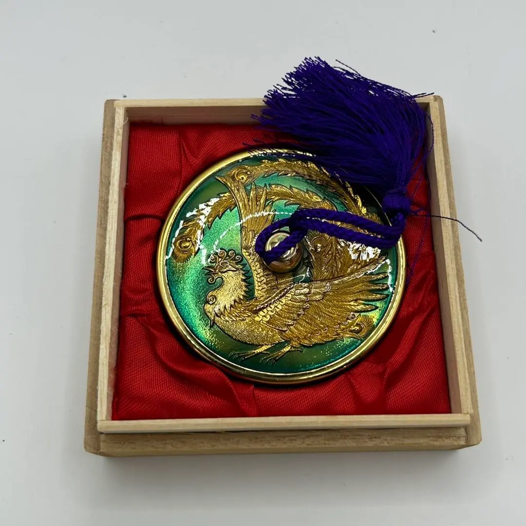 【美品】鳳凰　金属　朱肉　菊紋　置物　インテリア　工芸品　美術品　A1132 美品】鳳凰金属朱肉菊紋置物インテリア工芸品美術品A1132