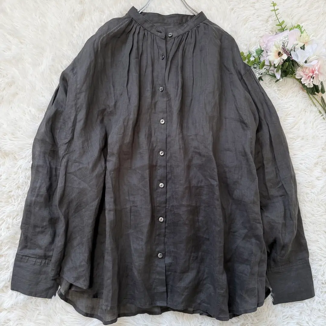 美品✨2023年製 スローブイエナ リネン100% バンドカラーシアー