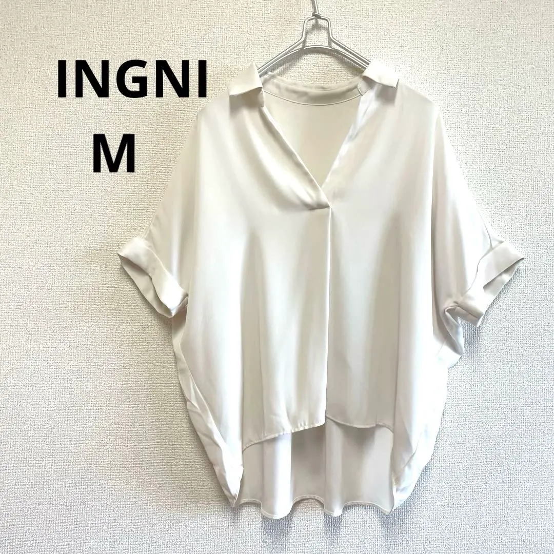 Thumbnail of INGNI Collared Blouse Shirt Dolman Sleeve Relaxed Fit Silky White