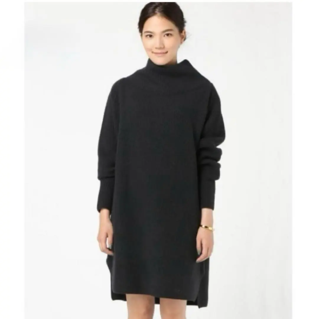 Thumbnail of Deuxième Classe Lamb Rib High Neck Knit Dress, Black