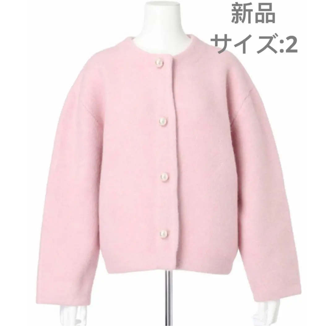 ☆新品タグ付リランドチュール♡パール付きコクーンニットジャケットチャコールグレー Rirandture（リランドチュール）の「パール釦コクーンニット