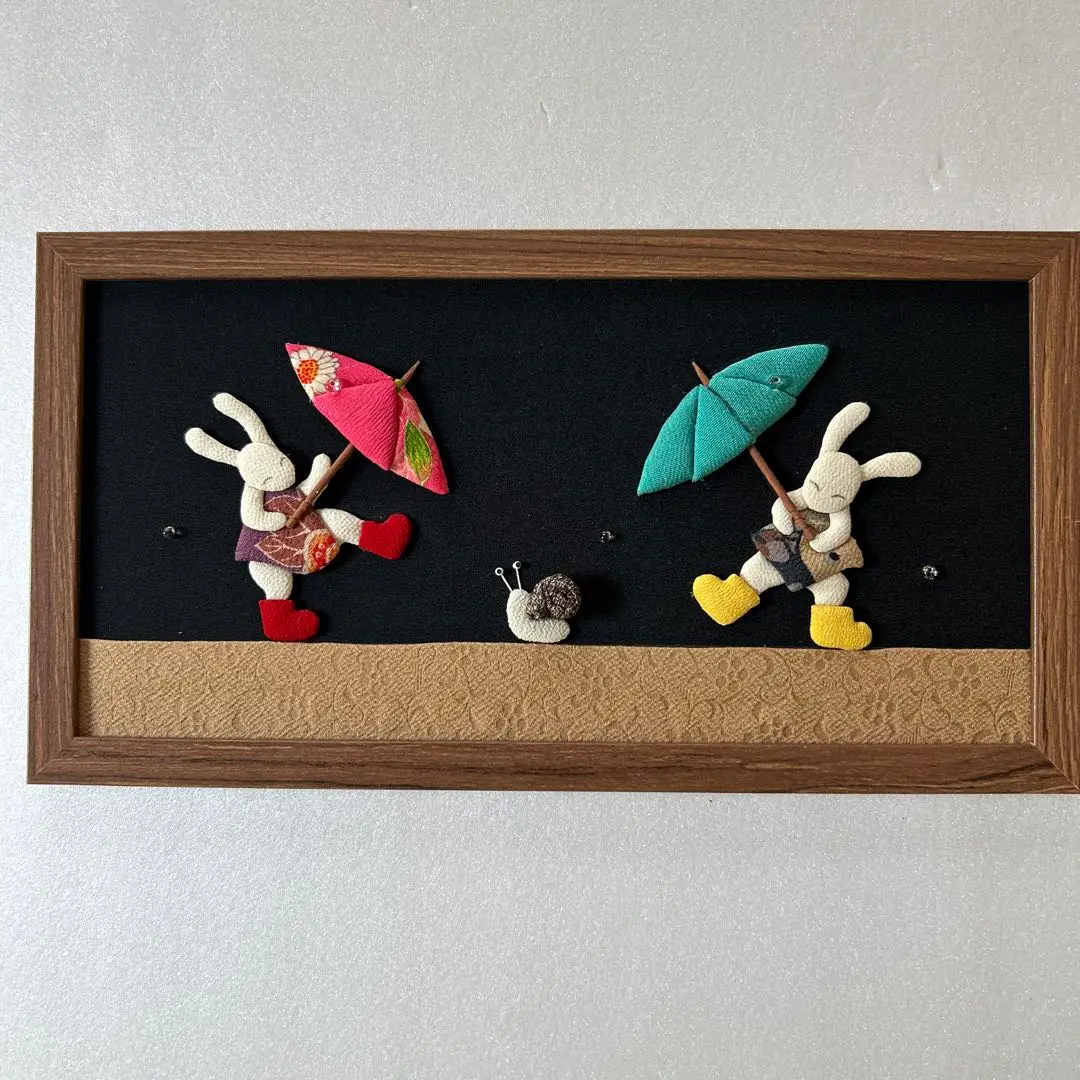 独楽を回すうさぎと独楽うさぎ（２）・押し絵・古布・縮緬細工・タペストリー 開梱 設置?無料 】 日本に 独楽を回すうさぎと独楽うさぎ（2