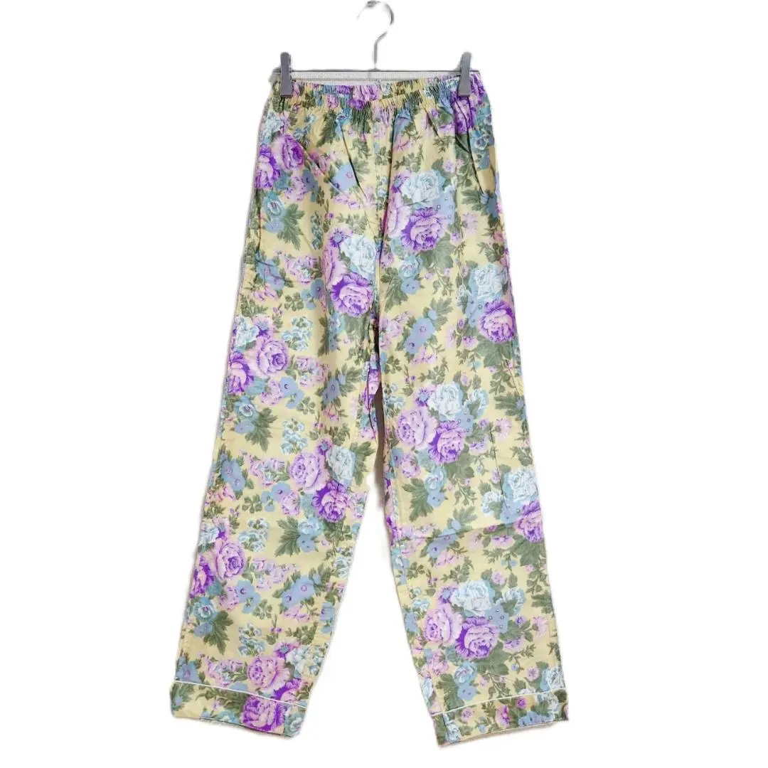 ステテコ 居家服 M 花紋 棉質 腰部鬆緊帶 清爽 春夏 薄款 的縮圖