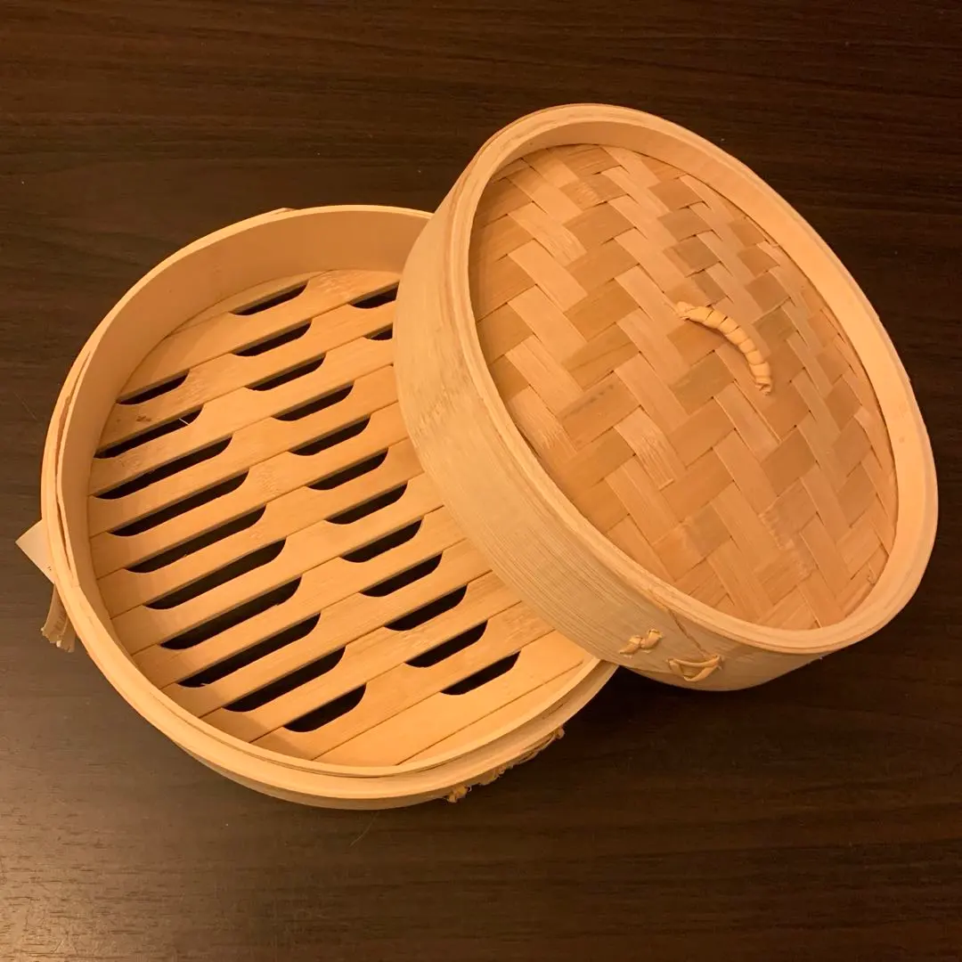 全新未使用竹蒸籠 21公分 1層附蓋 的縮圖