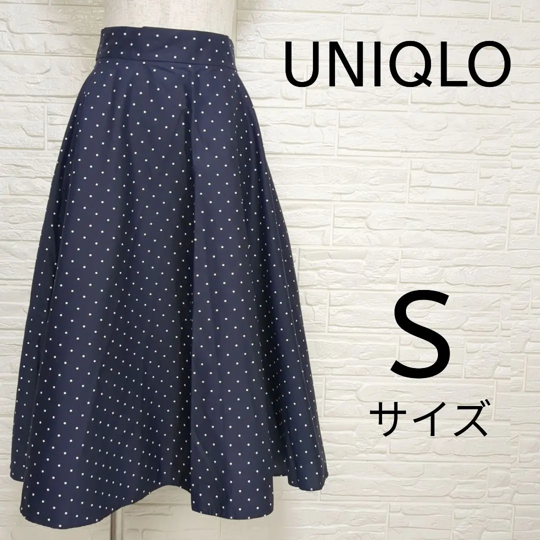 Thumbnail of UNIQLO Uniqlo Dot Pattern Flare Skirt Navy S Size
