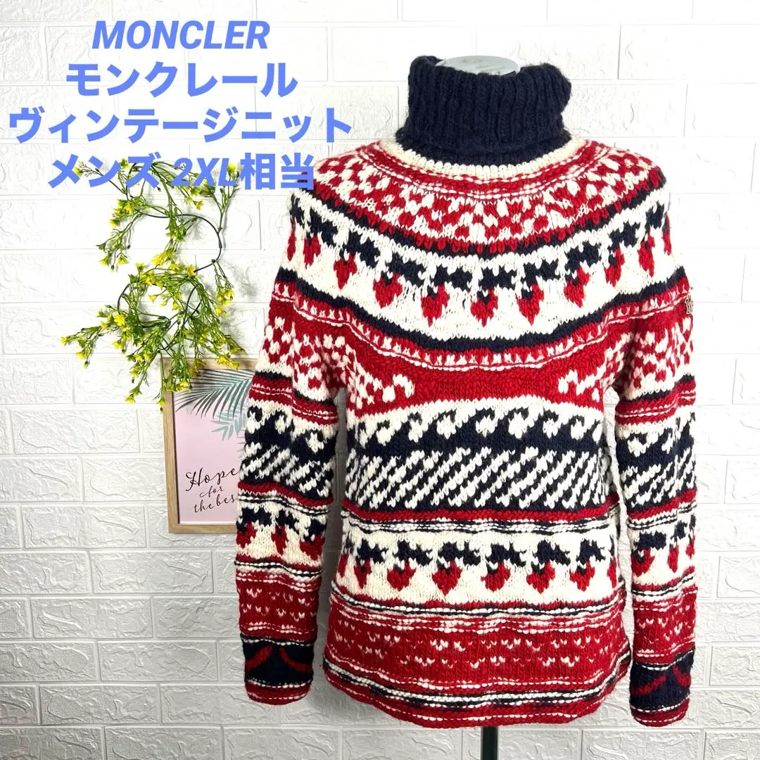 MONCLER モンクレール ノルディック ニット セーター ウール レッド MONCLER - MONCLER モンクレール ノルディック ニット セーター