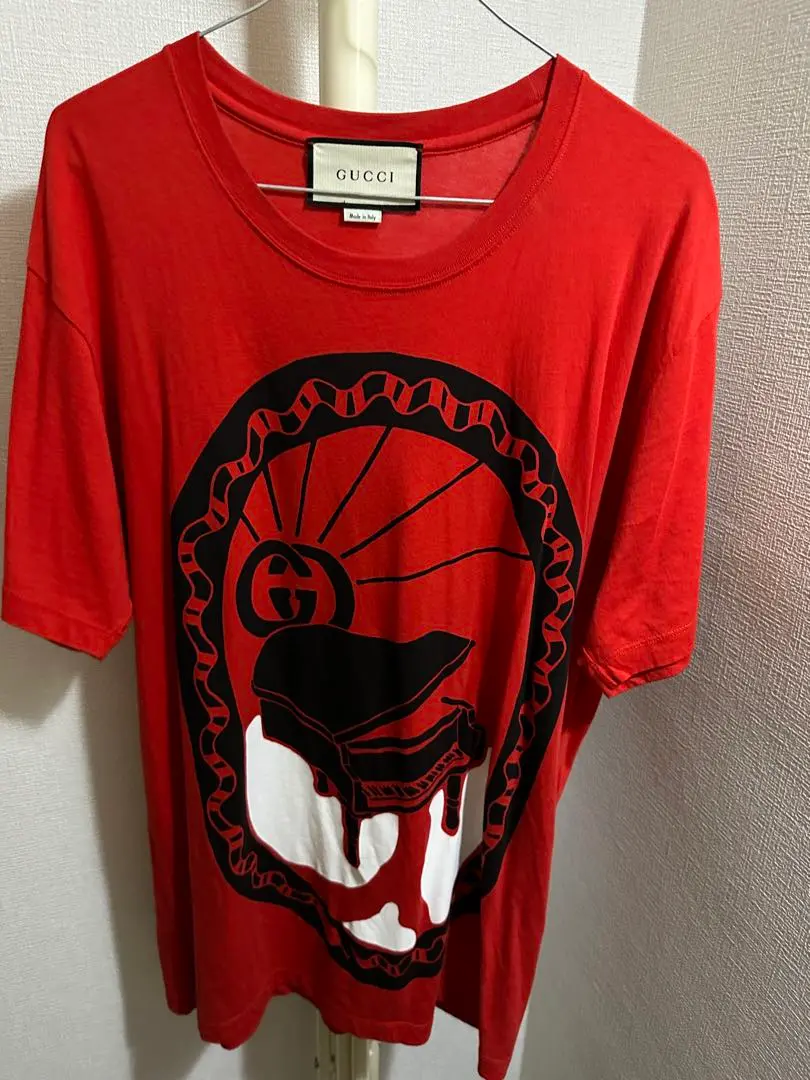 レア❗️GUCCI グッチ　レッドTシャツ　Lサイズ kindal_8084000168122