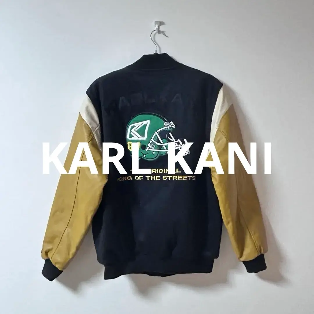 00s Karl Kani Jeans Satin Varsity Jacket 銀 XL カールカナイ
