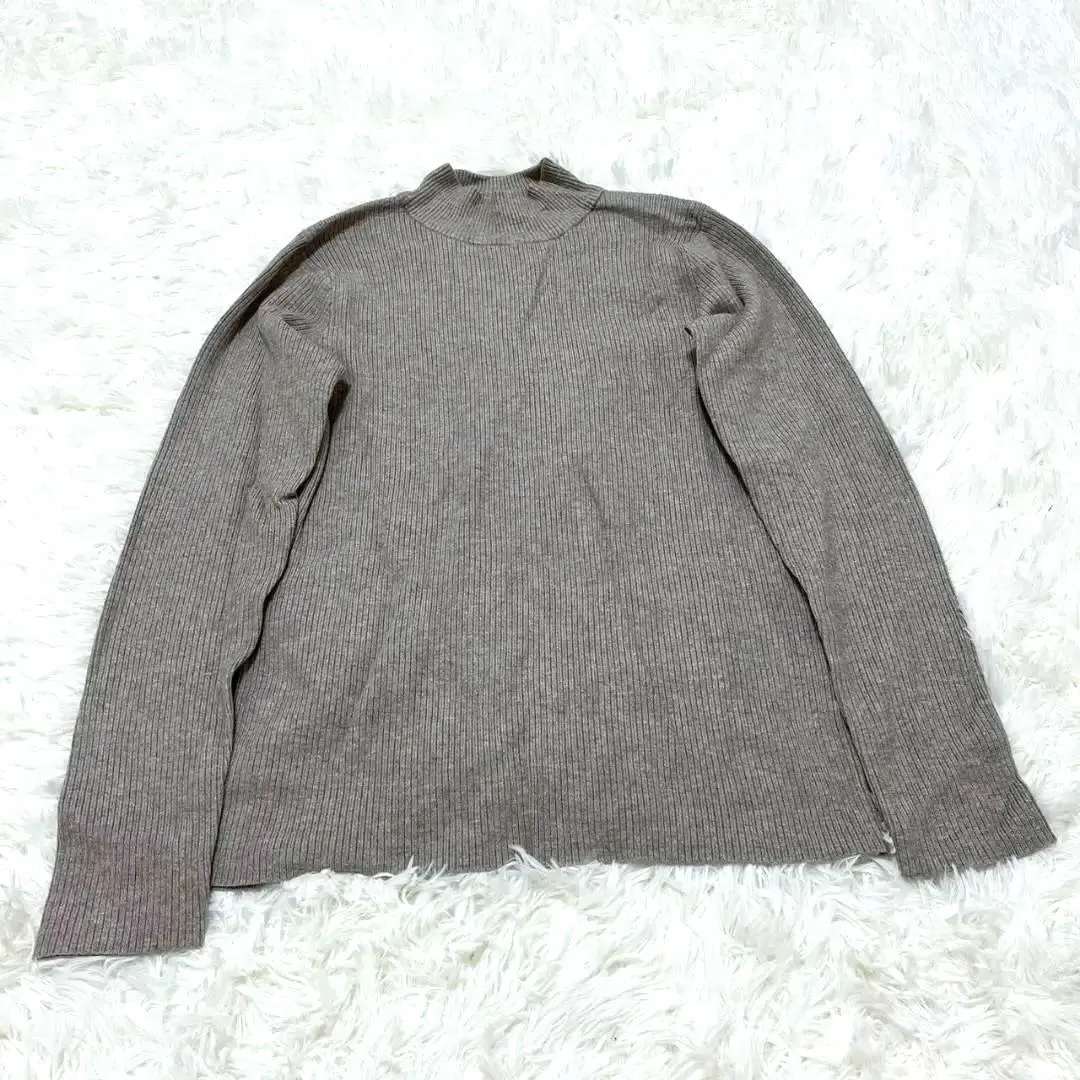 Thumbnail of GLOBAL WORK Knit High Neck Ribbed Greige Simple