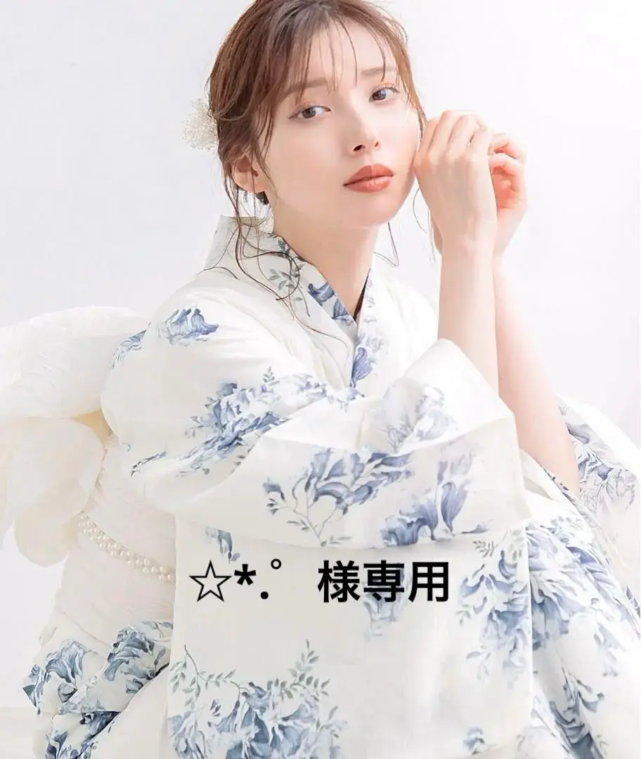 泡沫の紫雲木　dita  浴衣　セット売り　花柄　白　ジュエルズ　甚平 2025 浴衣5点セット(ゆかた・帯・下駄・着付けマニュアル