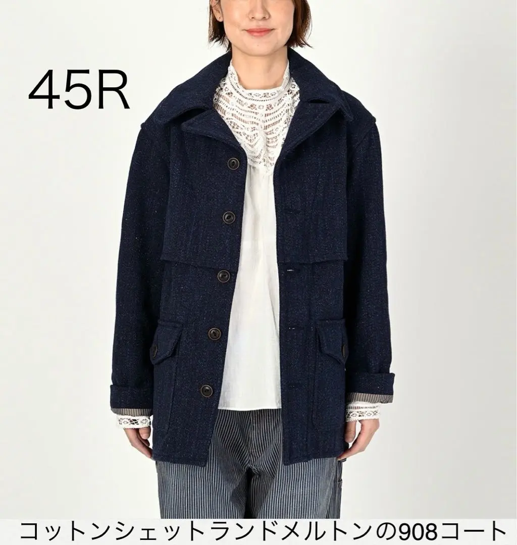 【45rpm】45R ウール混 ツイードPコート ダブルブレストジャケット Schott N.Y.C ショット USA LINE 740 32oz ダブルブレスト