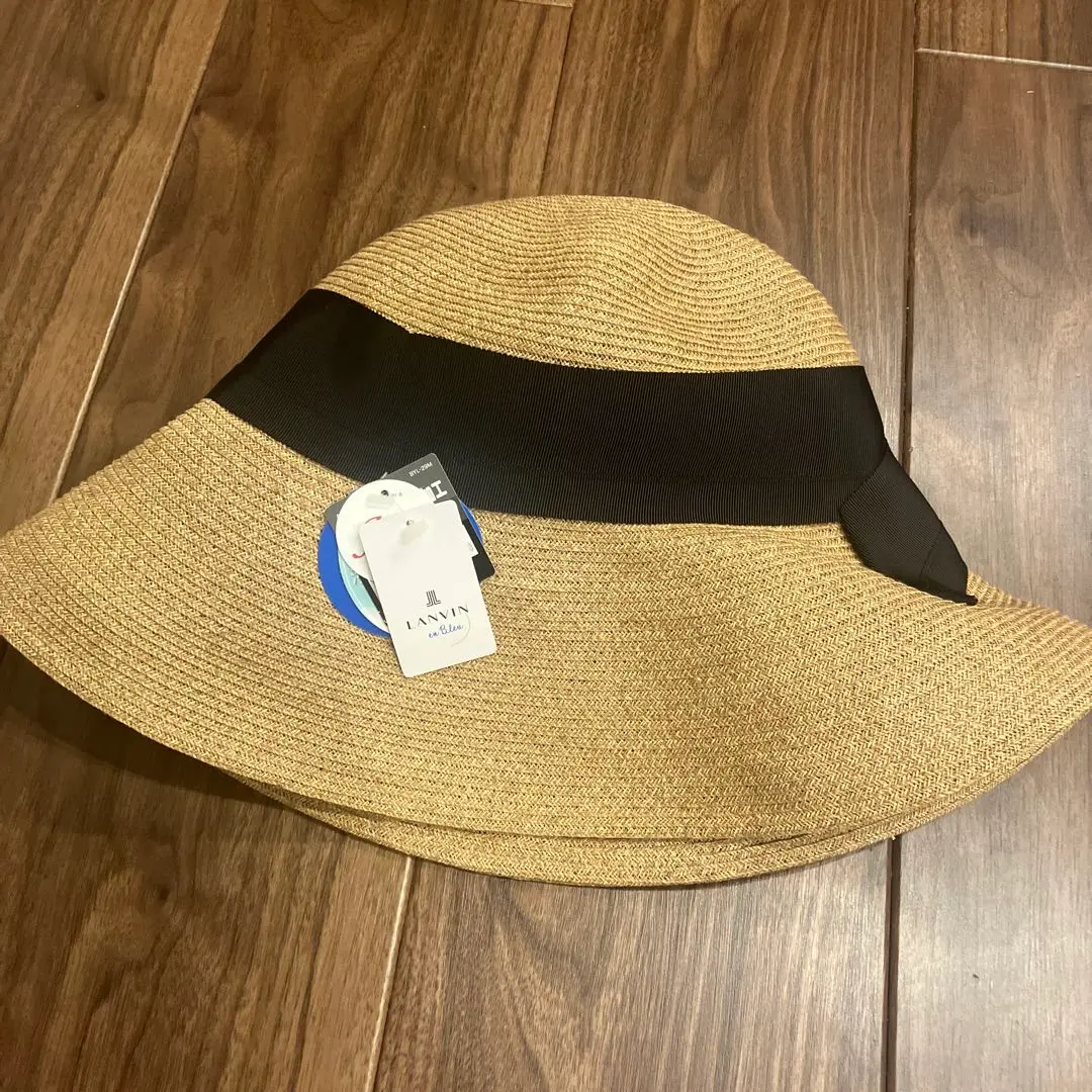 ランバン ストローハット 2way 麦わら帽子 新品 ランバンオンブルー