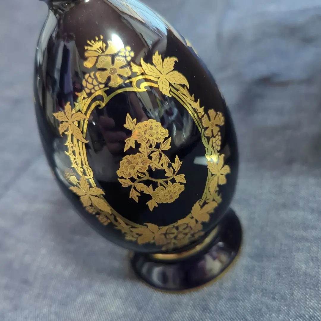 リモージュ焼　美しい濃紺と金彩の鉢　花入れ　花器 返品交換不可】 リモージュ焼 花器 花入れ 美しい濃紺と金彩の鉢