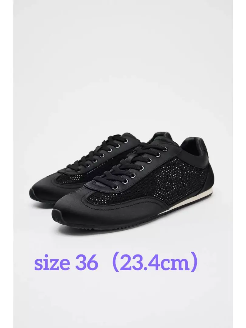 【新品未使用】ZARA ブラック スニーカー　ストーン　ビジュー 2025年最新】zara スニーカー ラインストーンの人気アイテム