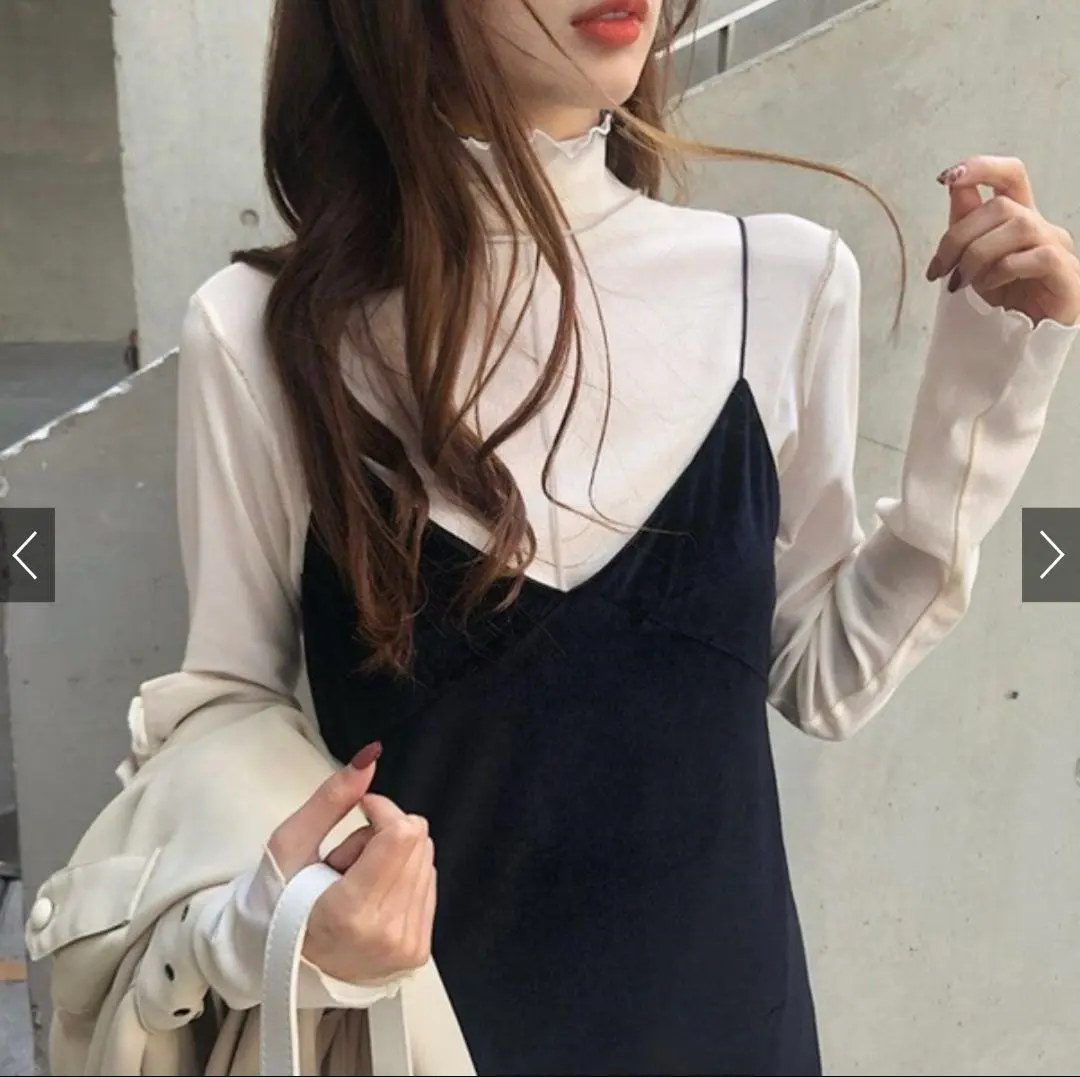 GRL 高領外縫線荷葉邊網紗上衣 的縮圖