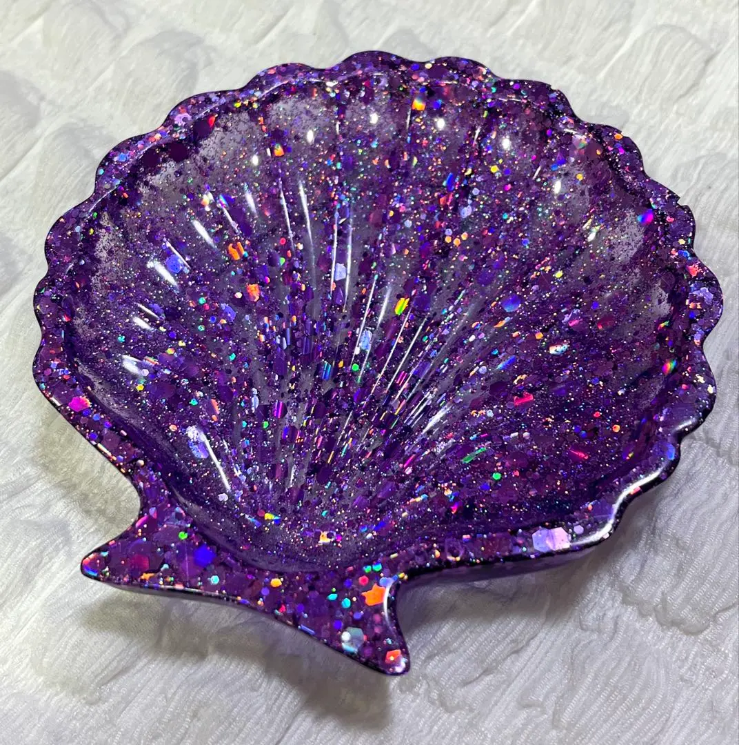 Thumbnail of Resin Tray - Purple x Glitter - Shell - Small Item/Accessory Tray