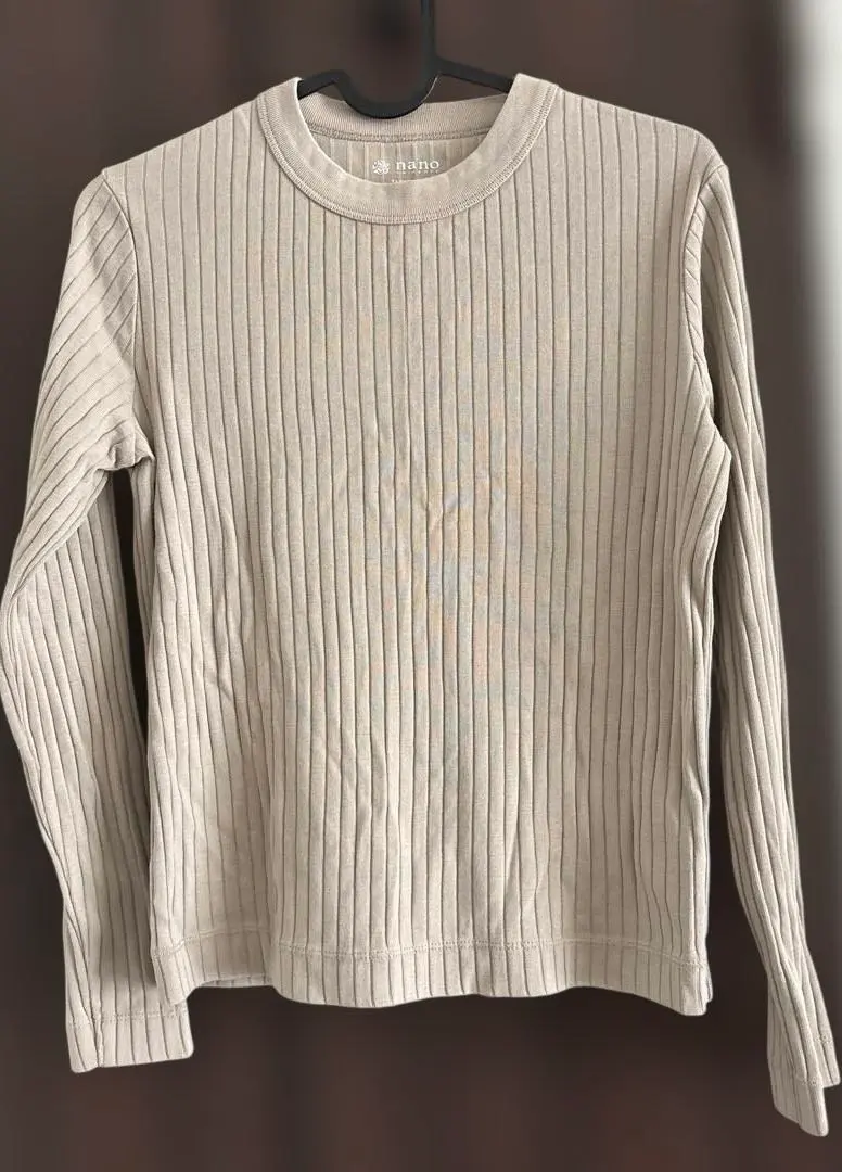 nano・universe ナノユニバース 米色 羅紋長袖針織衫 防汗 的縮圖