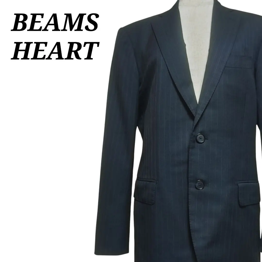 Thumbnail of BEAMS HEART Tailored Jacket, Fully Lined, Pinstripe, Business, Size 44