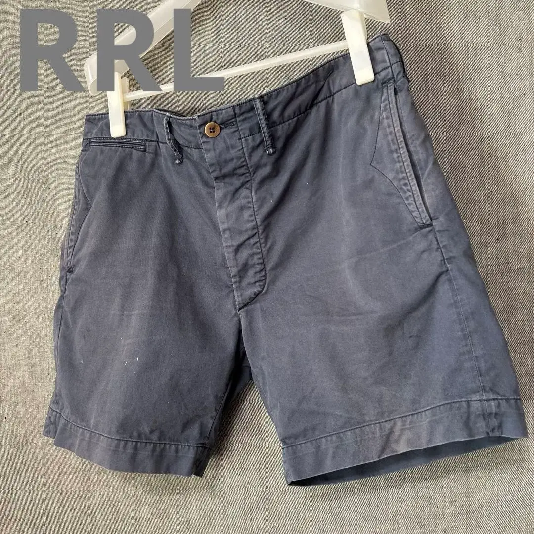 【RRL】ダブルアールエル　三ツ星　インディゴ染め　ハーフパンツ　ショーツ 90'S USA製 三ツ星タグ RRL ショーツ 38 ネイビー ラルフ