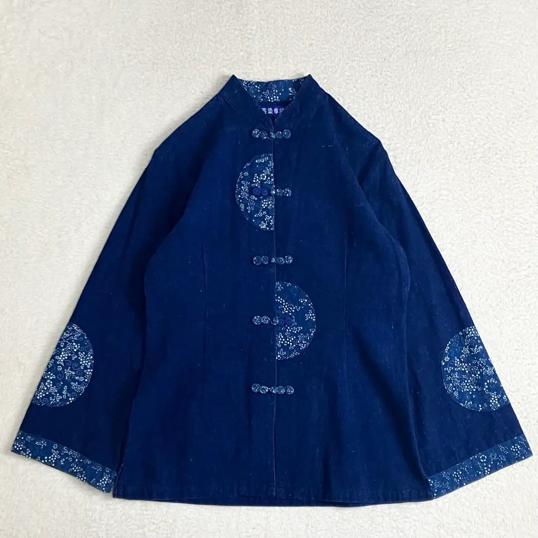 【藍染】チャイナ服　マオカラー　チャイナシャツ　チャイナジャケット　中國藍　藍 2025年最新】藍染チャイナシャツの人気アイテム - メルカリ