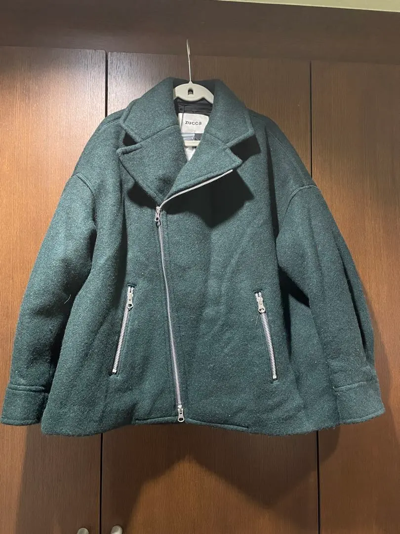 希少】ZUCCaライダース型ウールジャージィー×ラムレザーMIXコート