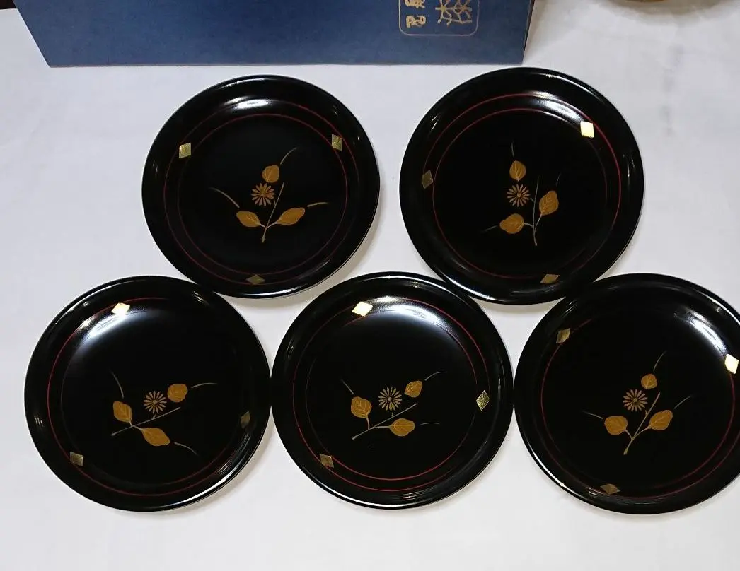 秀衡塗銘々皿５枚セット 銘々皿 南天 5枚セット - 秀衡塗工房 丸三漆器 オンラインストア