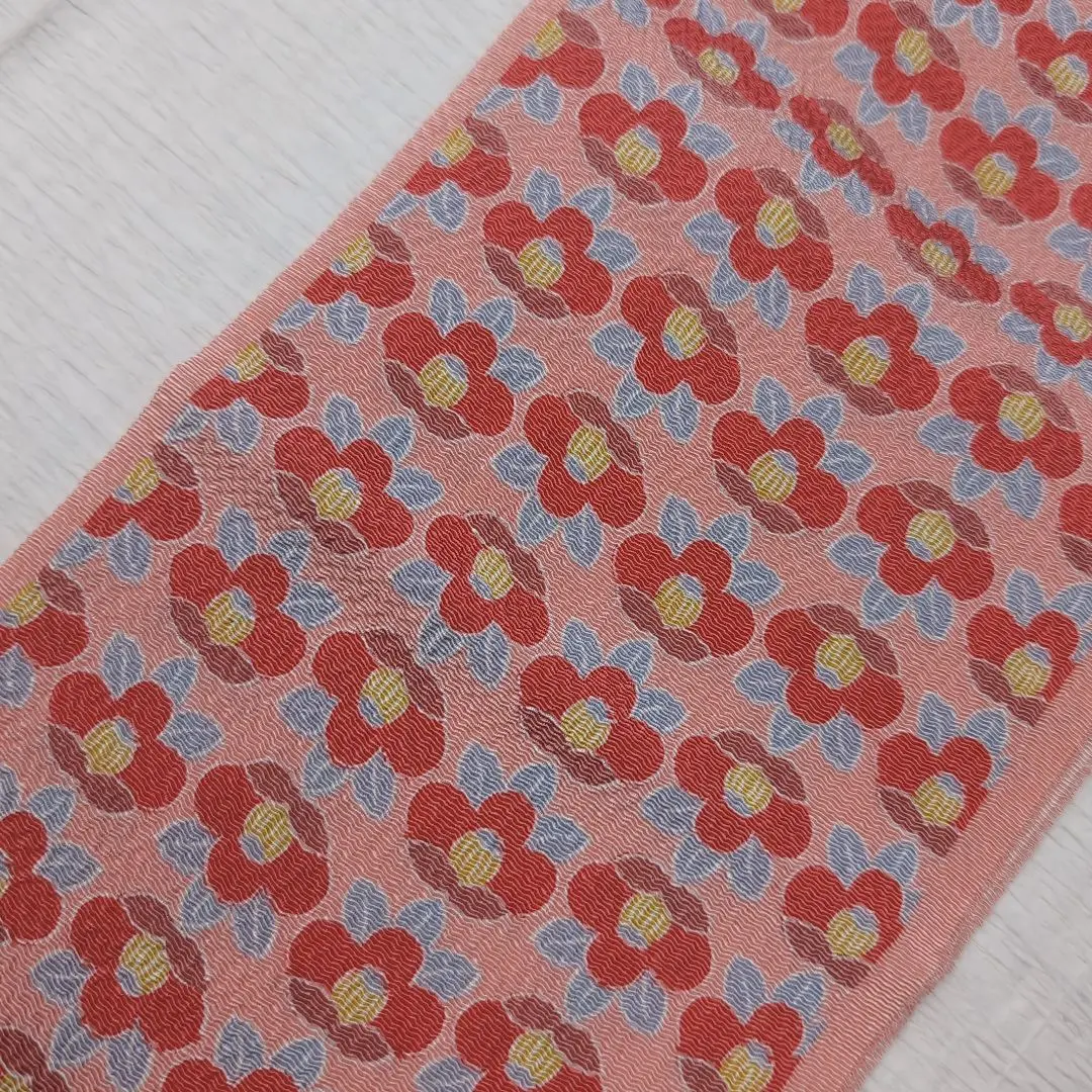 Thumbnail of Y6340 Camellia Pattern Pink Han-eri (collar) Silk