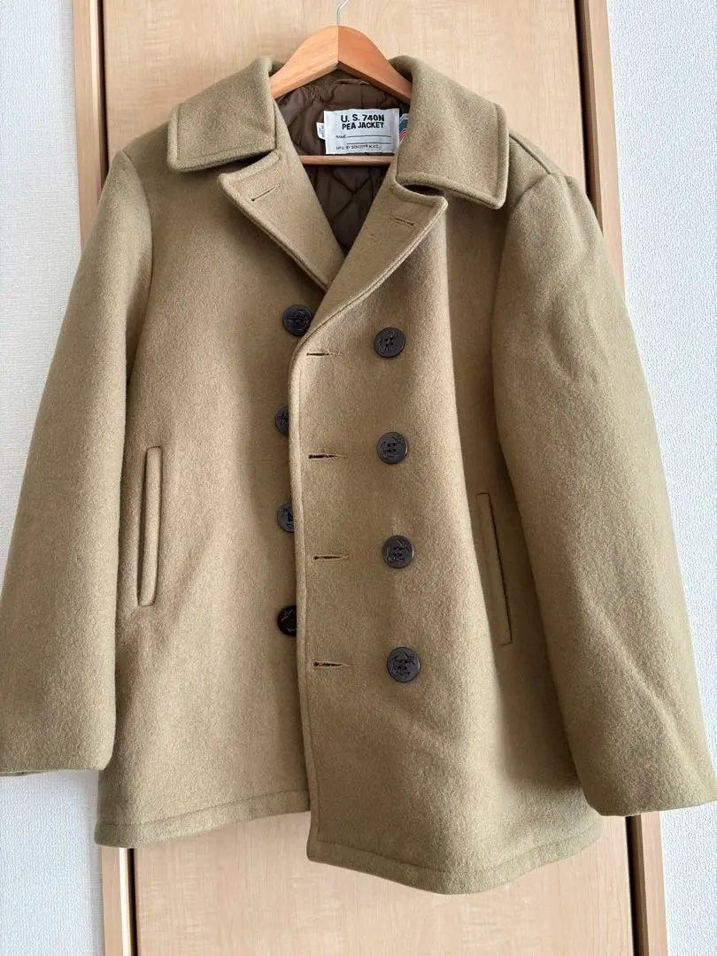 schottショットUSA製42U.S. 740N ピーコート ベージュカラー Schott N.Y.C ショット USA LINE 740 32oz ダブルブレスト