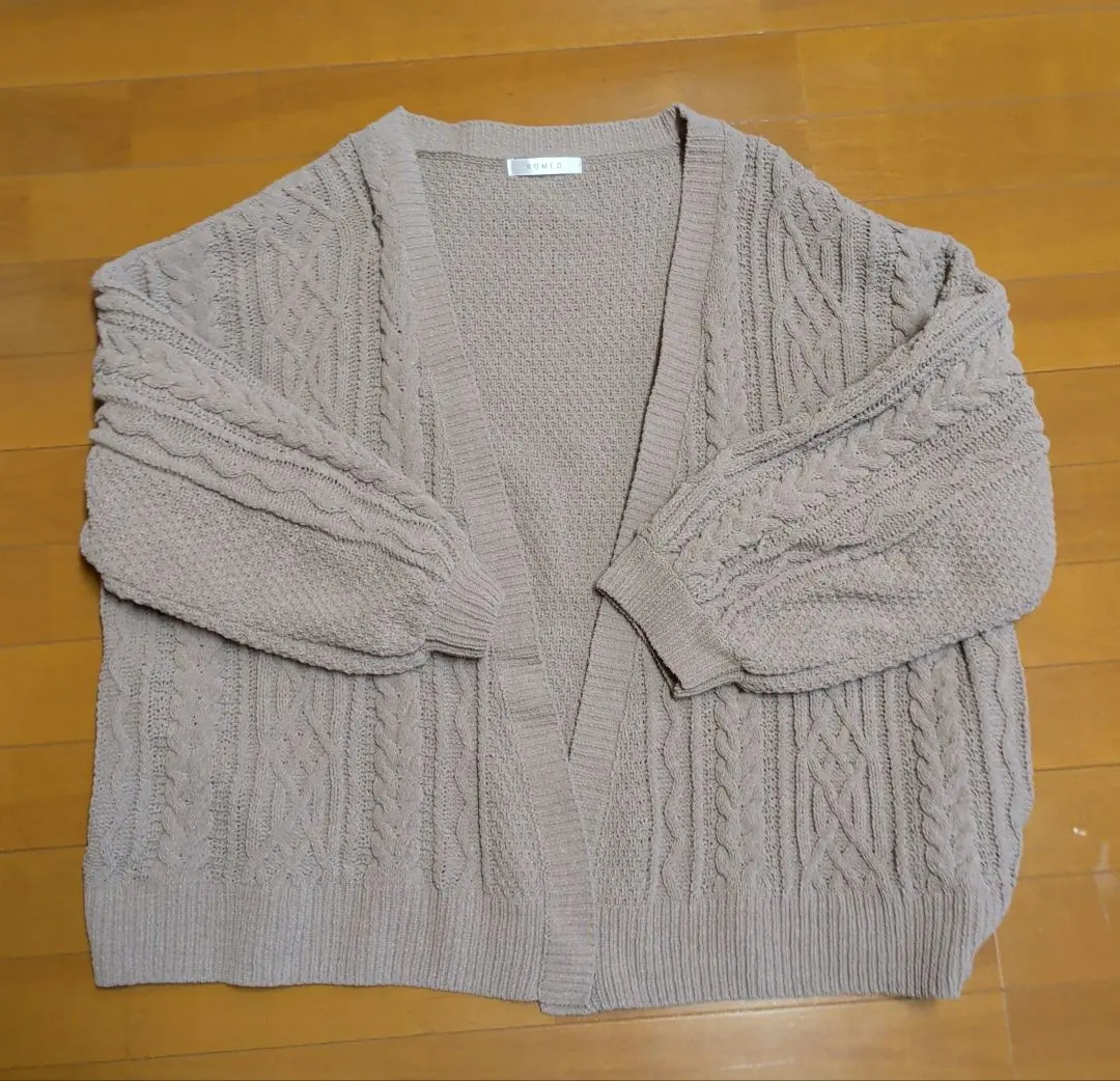 Thumbnail of ROMEO Beige Cable Knit Cardigan