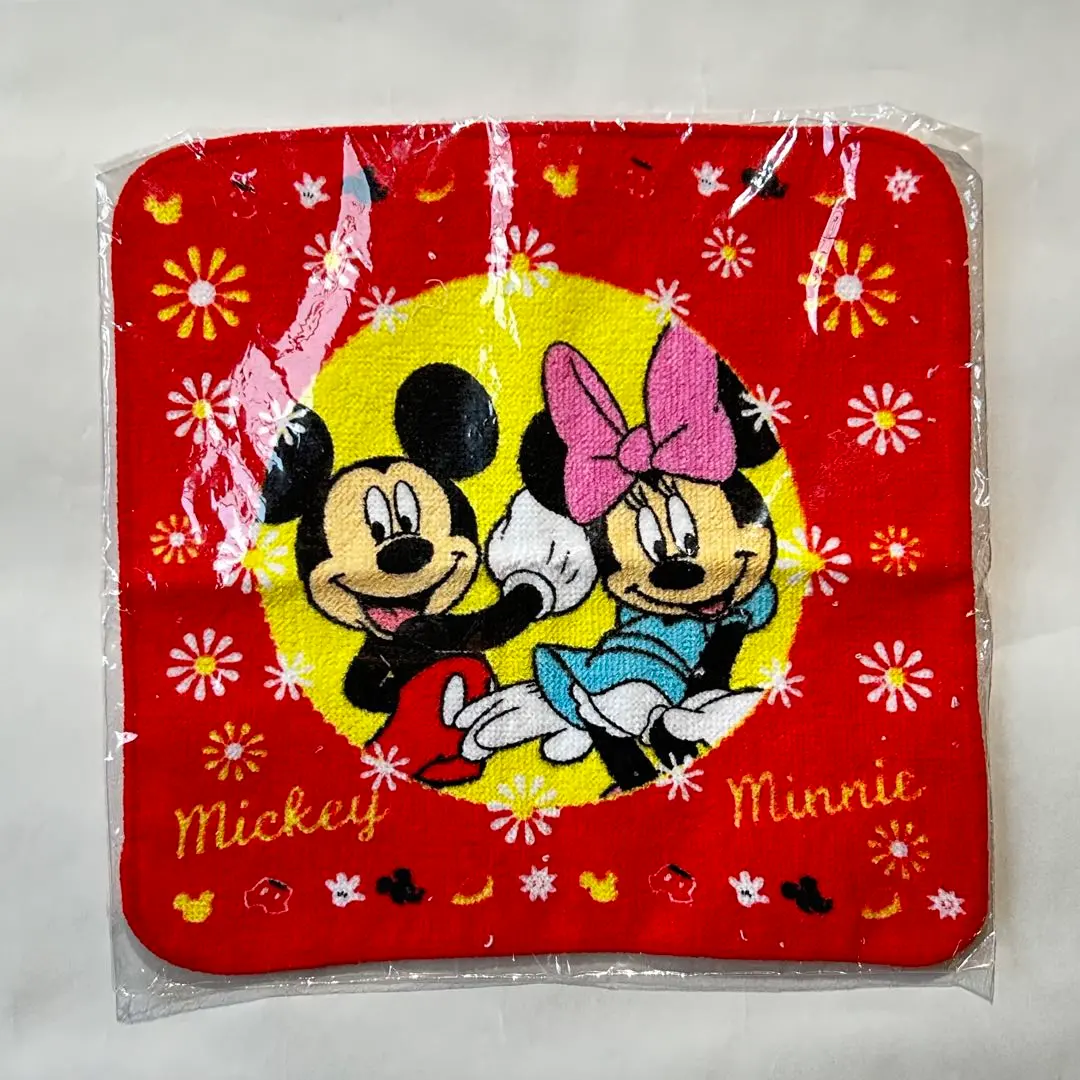 Thumbnail of Unused Mickey & Minnie Towel Red Handkerchief